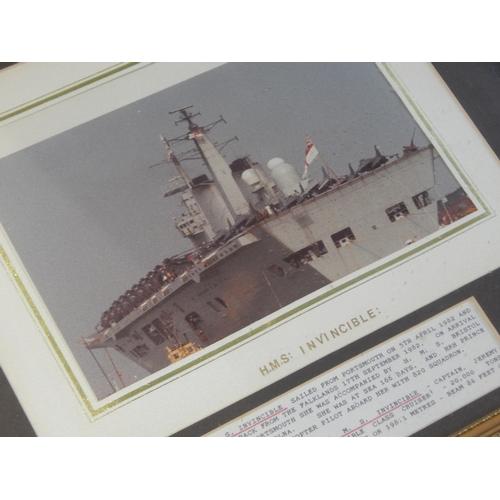 300 - Falklands War: A Set of 6 Original Photographs with Typed Descriptions: HMS Hermes: HMS Invincible: ... 