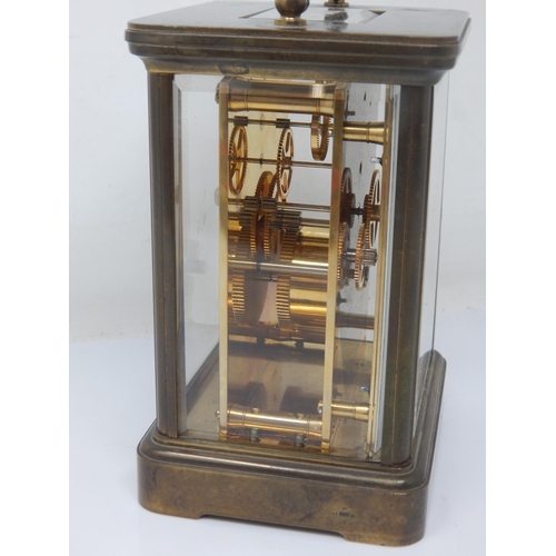 282 - Mathew Norman, London Brass Cased Carriage Clock with Visible Escapement. Serial No. 1752: Height 13... 