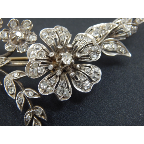 148 - Large Antique Diamond Flower Brooch Set with 84 Old Cut Diamonds: Width 80mm: Gross weight 16.49g