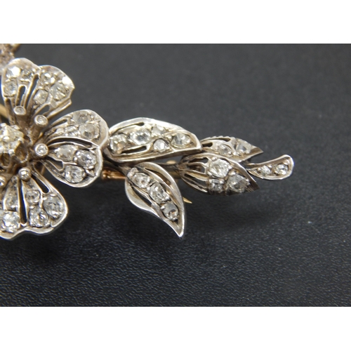 148 - Large Antique Diamond Flower Brooch Set with 84 Old Cut Diamonds: Width 80mm: Gross weight 16.49g