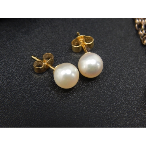 149 - A Pair of 18ct Gold Pearl Earrings in Fitted Case together with a Vintage Pearl Pendant Necklace