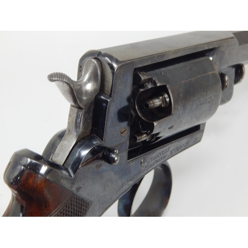 307B - 19th Century English Cased Percussion 6 Shot Revolver with Octagonal Barrel Engraved 