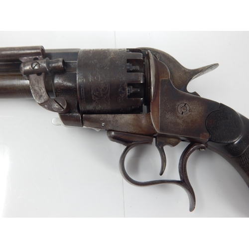 307C - A Le-Mat .42 CALIBRE PERCUSSION TEN-SHOT TWIN BARRELLED REVOLVER, 6.75inch sighted octagonal upper b... 