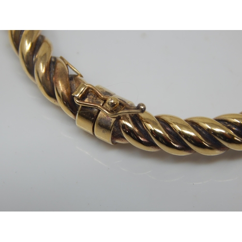 173 - Hallmarked Silver & Gold Overlay Twist Design Bangle