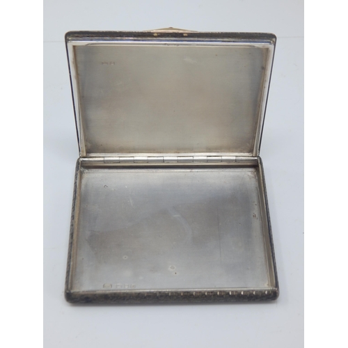 177 - Silver Cigarette Case with Gold Thumb Piece & Inset Ruby Hallmarked London 1964 by Ramsden & Roed: M... 