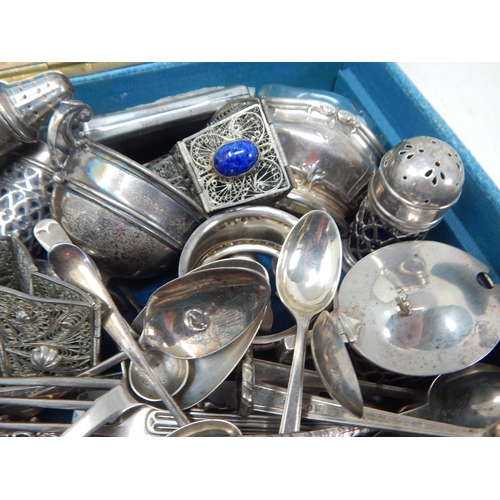 179 - A Quantity of Hallmarked Silver Including Napkin Rings, Cruets, Spoons, Forks, Match Safe etc: Vario... 