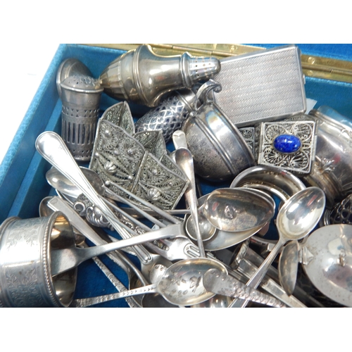 179 - A Quantity of Hallmarked Silver Including Napkin Rings, Cruets, Spoons, Forks, Match Safe etc: Vario... 