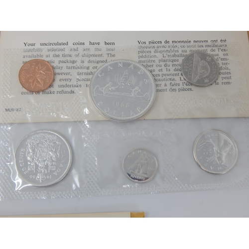 49C - 5 x 1966 Canada Sealed Uncirculated 6 Coin Set Including Silver (5)