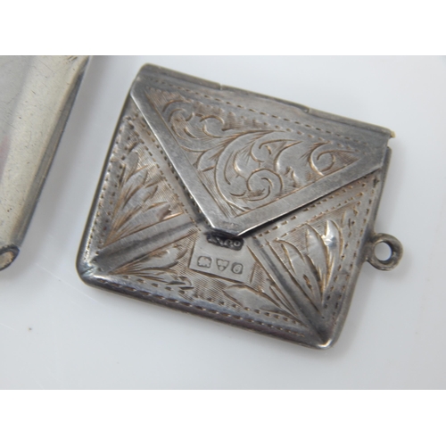 1D - Hallmarked Silver Vesta and Hallmarked Silver Stamp Holder