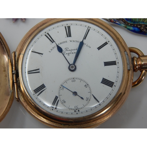 1R - Gold Plated pocket watch, a selection of costume jewellery (lot)