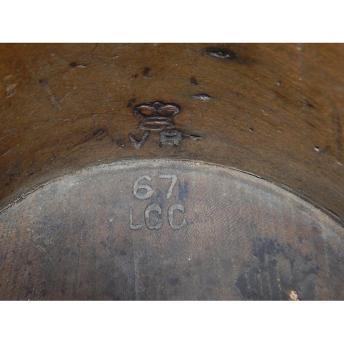 270A - Victorian Wooden Half Gallon Measure with V.R Stamps for 1867. Measures 14cm high x 16cm diameter