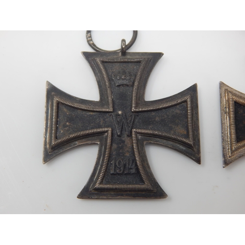 1M - Of Third Reich Interest pair of Iron Crosses WW1 and WW2