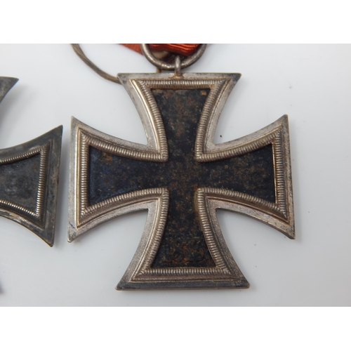 1M - Of Third Reich Interest pair of Iron Crosses WW1 and WW2