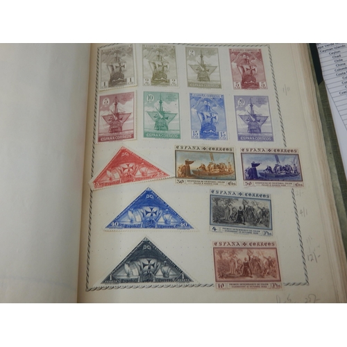 1Q - The Triumph Stamp Album containing over 3,000 stamps from Abyssinia to Venezuela all listed on typed... 