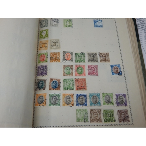 1Q - The Triumph Stamp Album containing over 3,000 stamps from Abyssinia to Venezuela all listed on typed... 