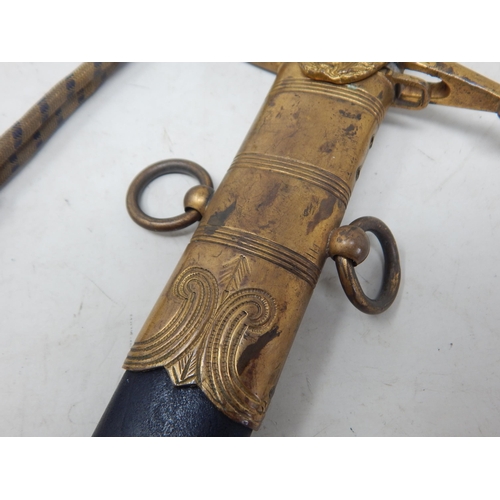 307G - KGV Naval Officers Dirk, regulation blade etched and polished with crowned GVR cipher, fouled anchor... 