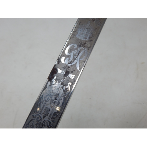 307G - KGV Naval Officers Dirk, regulation blade etched and polished with crowned GVR cipher, fouled anchor... 