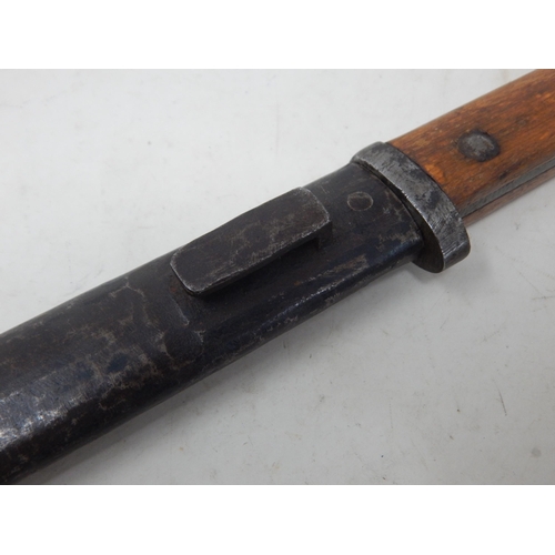 307H - A WWII Czechoslovakian VZ98/22 Mauser bayonet in its steel scabbard. Marked to the ricasso CSZ. Over... 