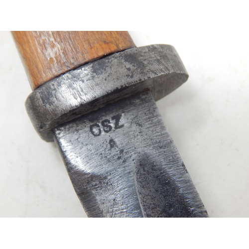 307H - A WWII Czechoslovakian VZ98/22 Mauser bayonet in its steel scabbard. Marked to the ricasso CSZ. Over... 