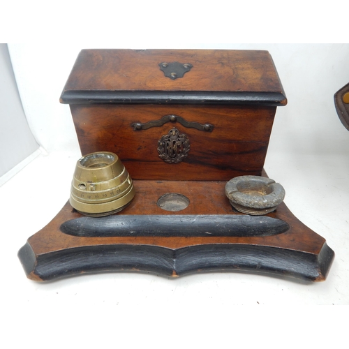 286 - WWI Flying Corps Group Including Helmet, Goggles, Gloves & Desk Stand.