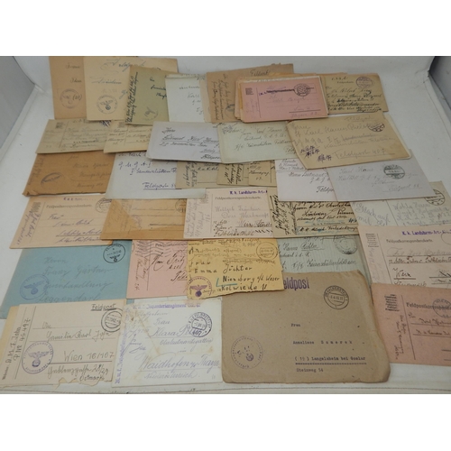 A Quantity of WWII German Letters & Envelopes with Stamped Marks.