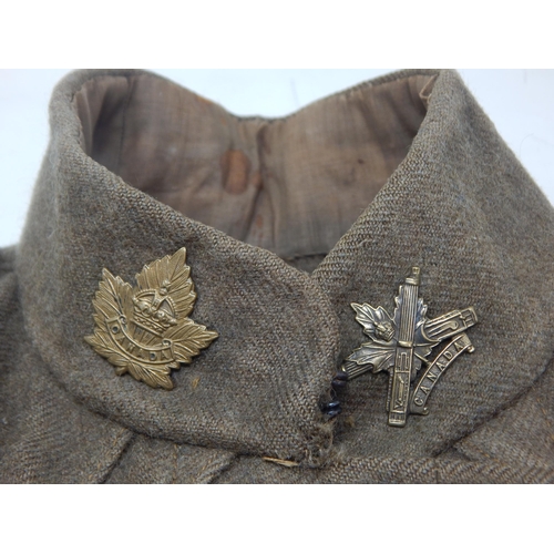 290 - RARE WWI Great War Canadian Machine Gunners Tunic, 2 years Overseas Service