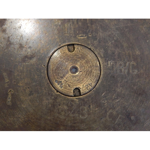 291 - WWII 1943 Dated 17lb Brass Shell with ranging round: Height 80cm approx