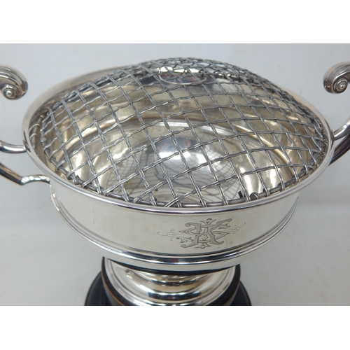 183 - Edwardian Twin Handled Silver Rose Bowl: Hallmarked Sheffield 1906 by James Dixon & Sons: Silver Wei... 