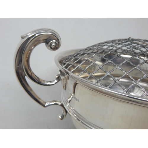 183 - Edwardian Twin Handled Silver Rose Bowl: Hallmarked Sheffield 1906 by James Dixon & Sons: Silver Wei... 