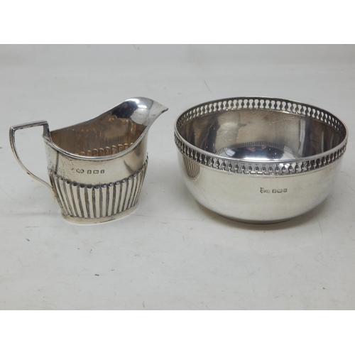 185 - Silver Sugar Bowl Hallmarked Sheffield 1910 by John Rose together with an Edwardian Silver Cream Jug... 