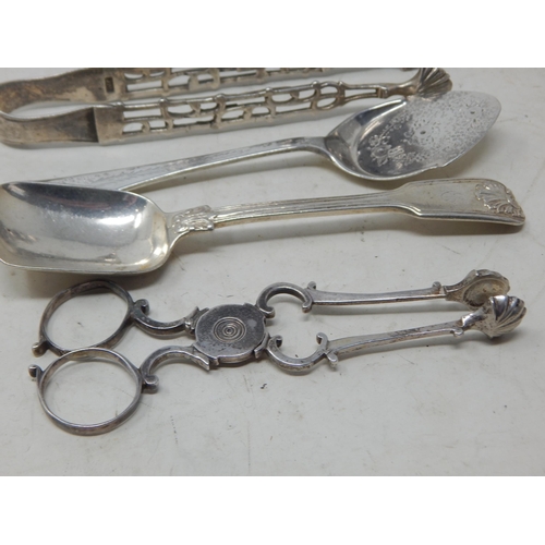 189 - A Quantity of Hallmarked Silver Including Sugar Nips, Tongs, Peppers, Caddy Spoon & Preserve Spoon: ... 