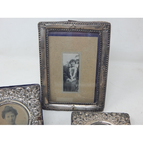 191 - Four Hallmarked Silver Fronted Photograph Frames: Various Dates, Makers & Condition