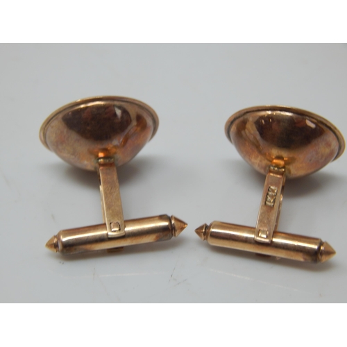 111F - A Pair of 14ct Gold & Pearl Set Cufflinks: Gross weight 6.59g