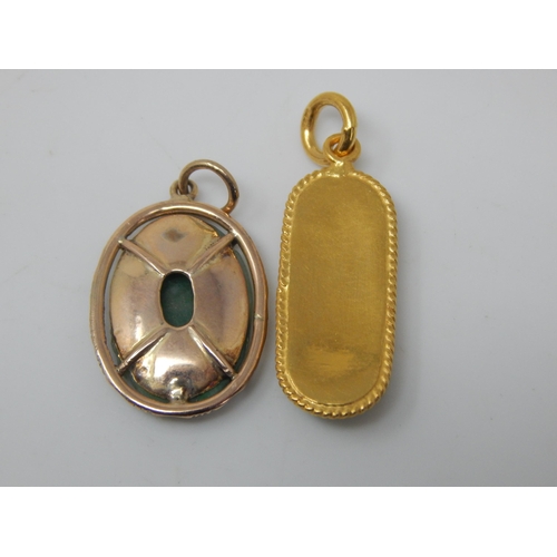 111G - High Carat Jade Pendant together with a further Gold Jade Pendant: Gross weight 5.70g