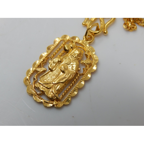 111L - 22ct + Gold Pendant Necklace: Length 46cm: Weight 15.17g