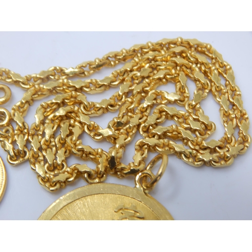 111M - 22ct + Gold Chain & Pendants: Length 40cm: Weight 36.06g