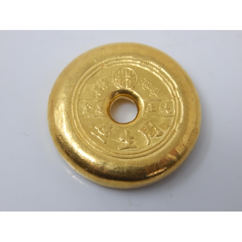 111N - 24ct Gold Chinese Chow Sang Coin/Ingot: Weight 37.51g