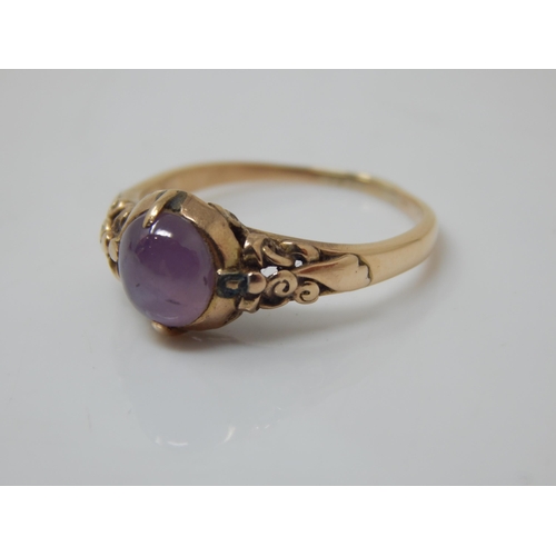 111O - 14ct Gold Amethyst Set Ring: Size K: Weight 2.10g