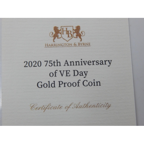 35H - 2 x 24ct Gold 0.5g 2020 75th Anniversary of V.E Day Gold Proof Coins