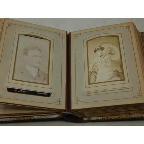 200D - Victorian Leather Photographic Album containing a quantity of Portrait Photograph Cards