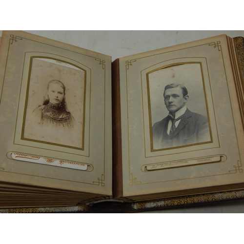 200D - Victorian Leather Photographic Album containing a quantity of Portrait Photograph Cards