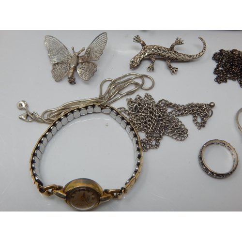 101X - A Quantity of Hallmarked Silver Jewellery together with a Gold Plated Pocket Watch & Two Wristwatche... 