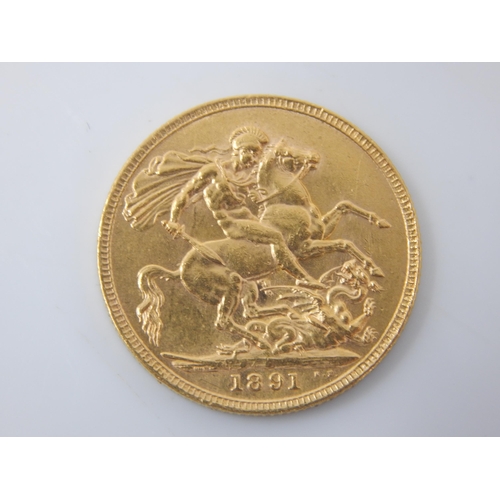 1891 Queen Victoria Full Gold Sovereign