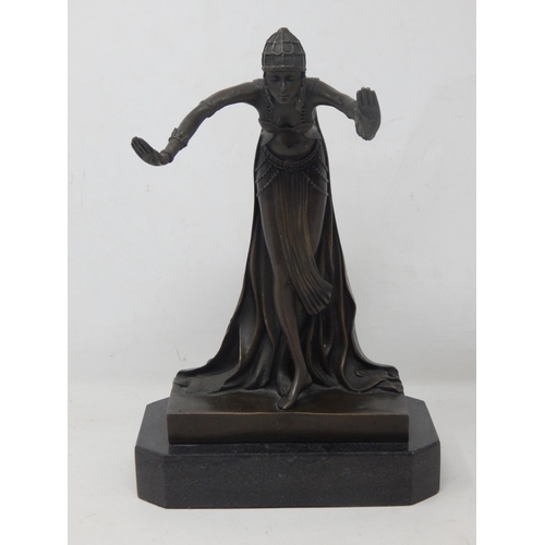 402 - Bronze Figure of an Art Deco Lady on Plinth: Signed 