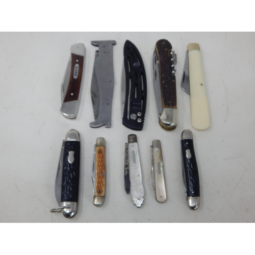 410 - A Quantity of Various Penknives & Utility Knives Including Hallmarked Silver (10)