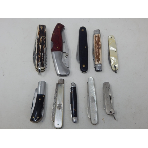 412 - A Quantity of Various Penknives & Utility Knives Including Hallmarked Silver (10)