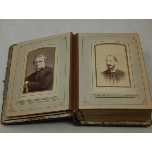 414 - Victorian Leather Photographic Album containing a quantity of Portrait Photograph Cards