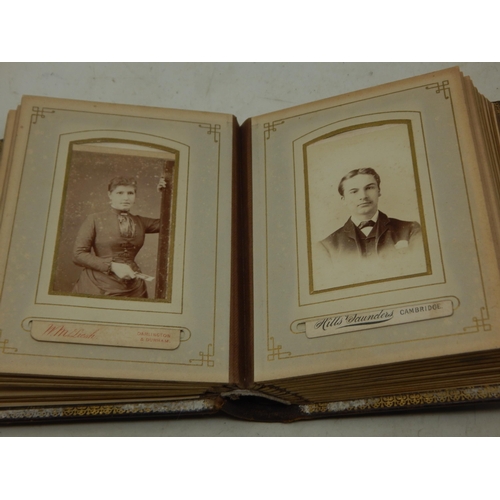 414 - Victorian Leather Photographic Album containing a quantity of Portrait Photograph Cards