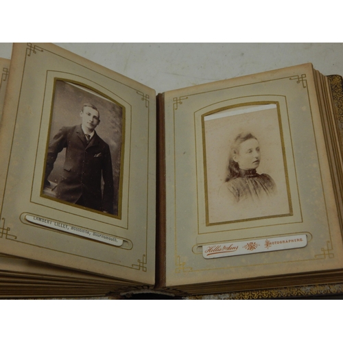 414 - Victorian Leather Photographic Album containing a quantity of Portrait Photograph Cards