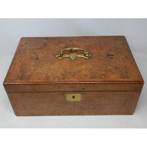 417 - 18th Century Irish Walnut Apothecary Box c.1760 with Brass Drop Handles. The Hinged Top revealing it... 